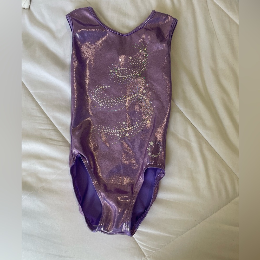 GYMNASTIC LEOTARD- LILAC PURPLE SHINY- KIDS SMALL
